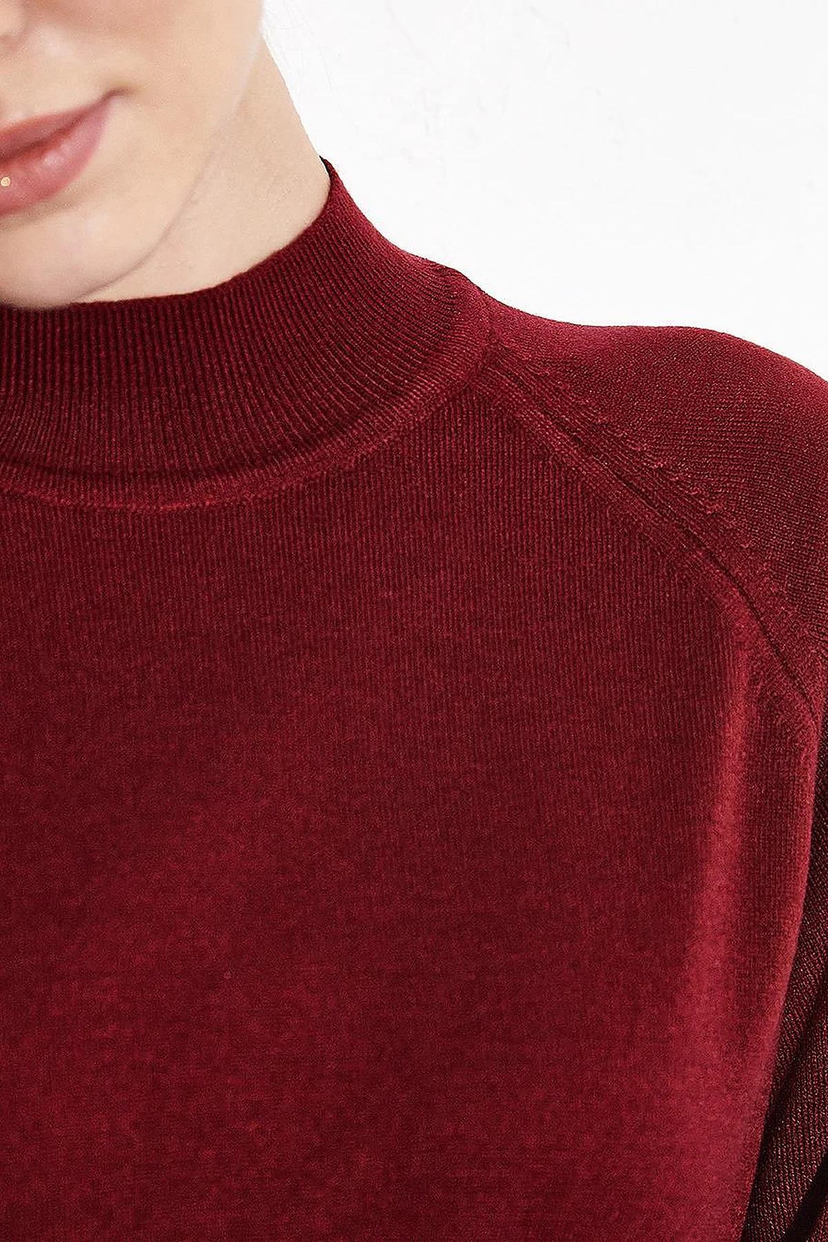Half Turtleneck Knitwear Tunic Claret Red