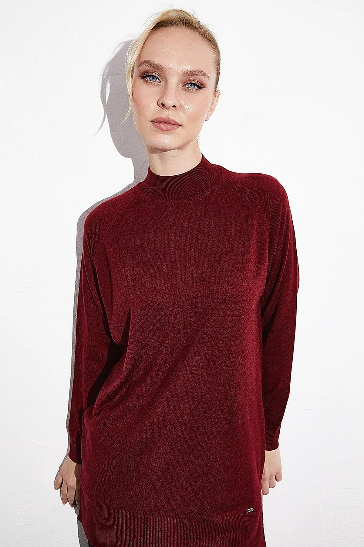 Half Turtleneck Knitwear Tunic Claret Red