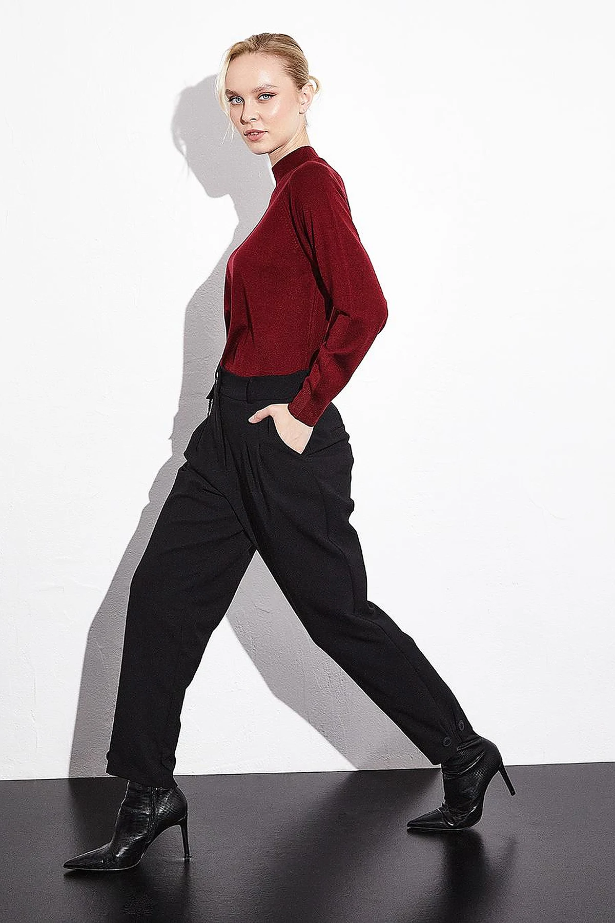 Half Turtleneck Knitwear Tunic Claret Red