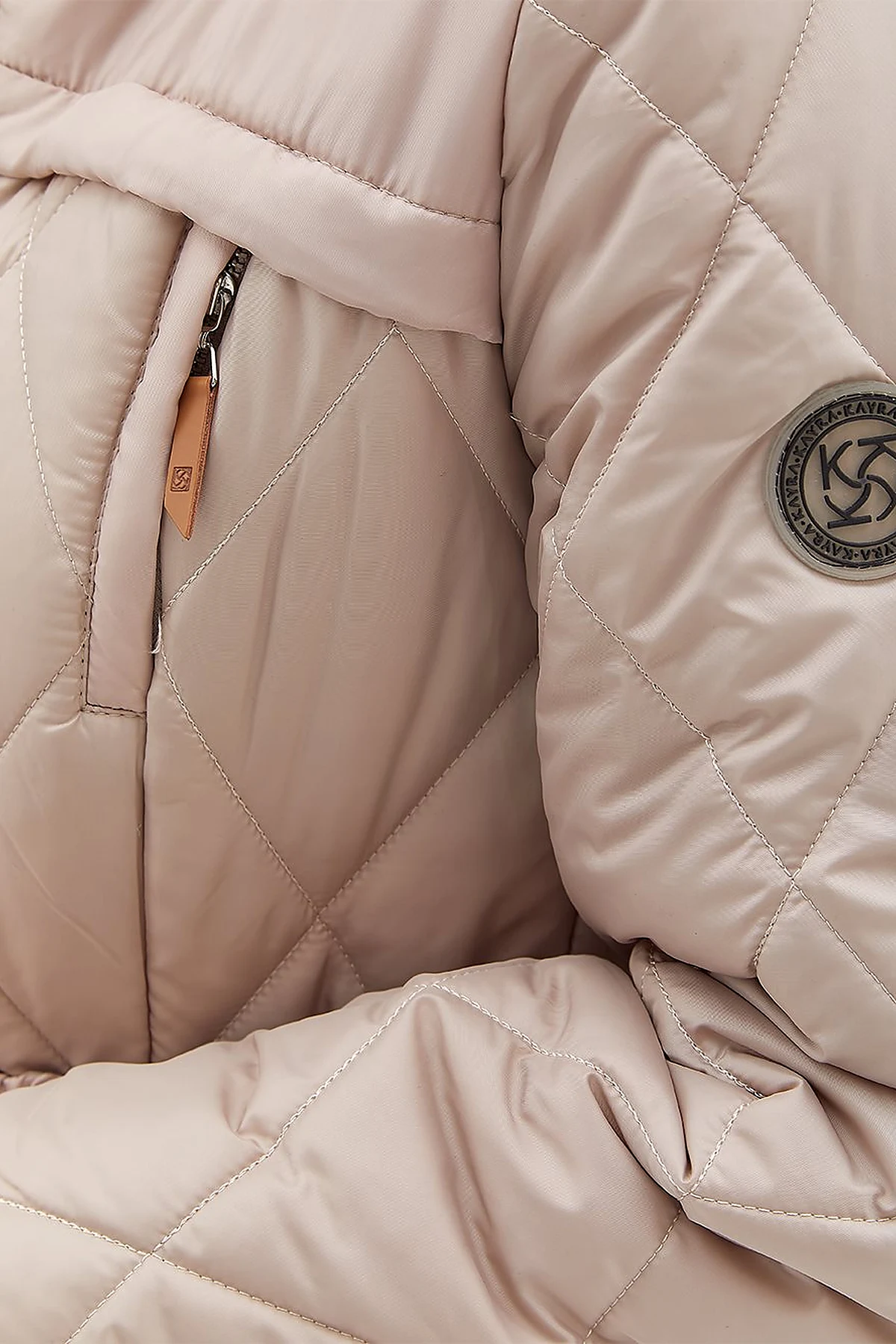 Diamond Quilted Puffer Coat Cream