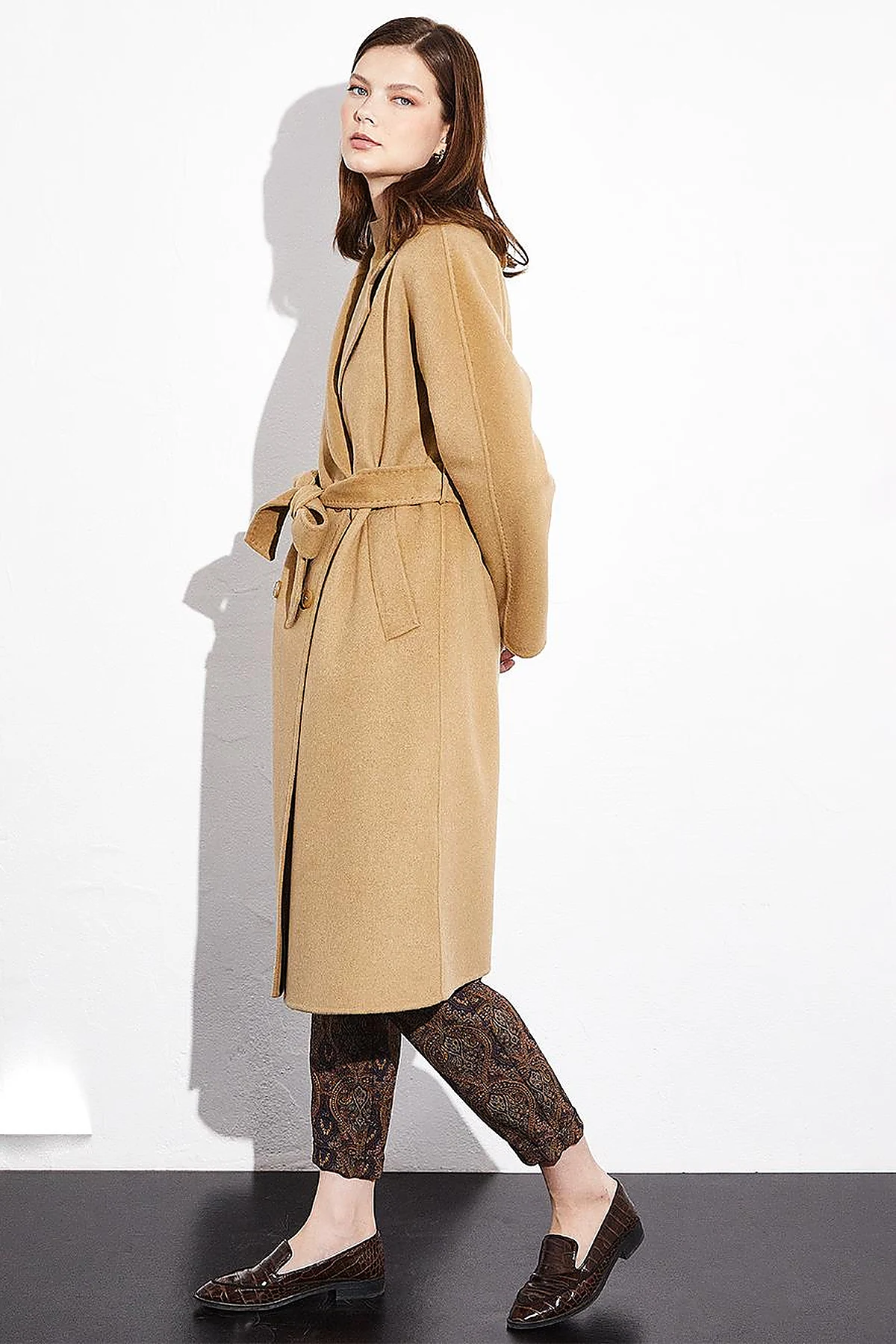 Premium Wool Stitching Detailed Coat Camel