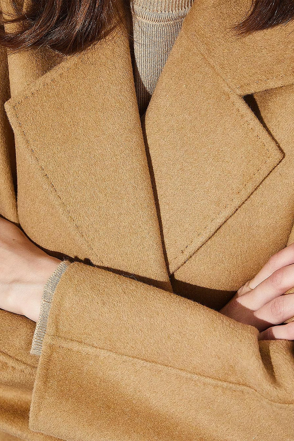 Premium Wool Stitching Detailed Coat Camel