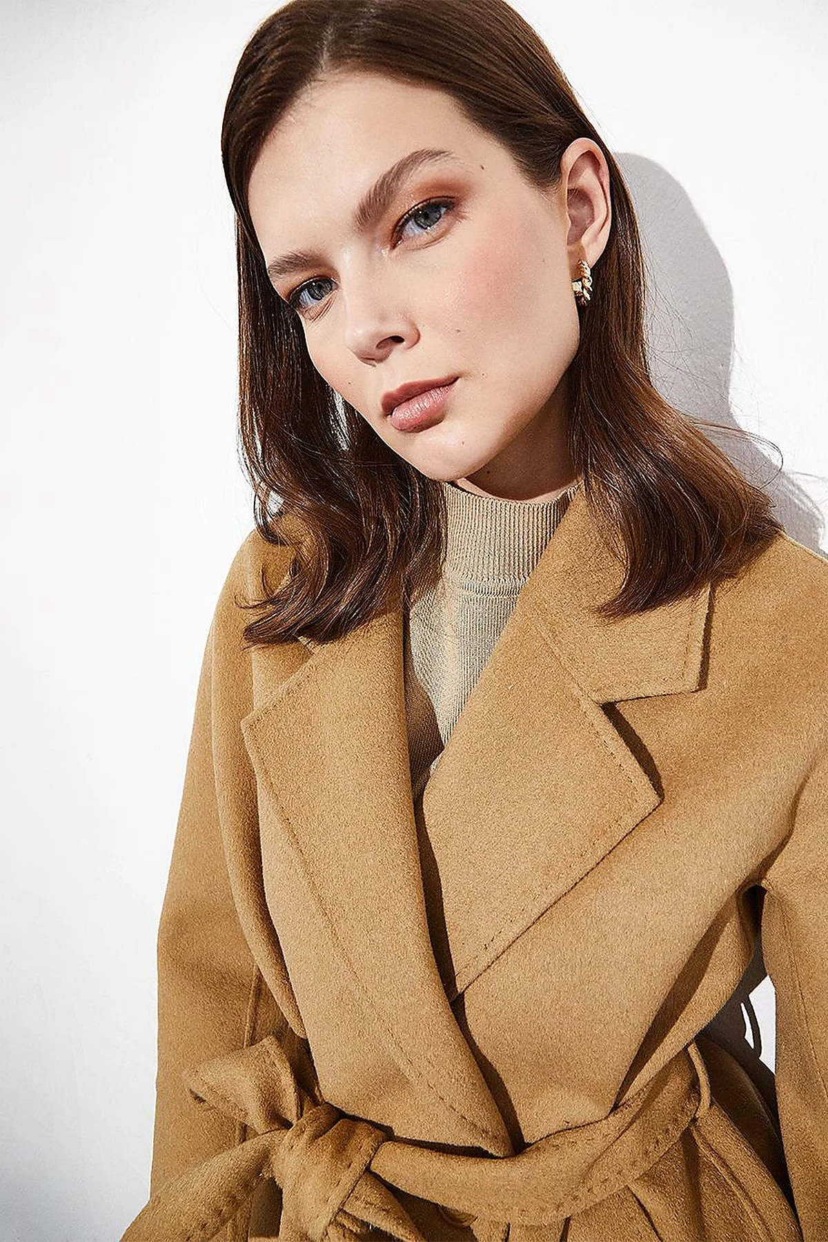 Premium Wool Stitching Detailed Coat Camel