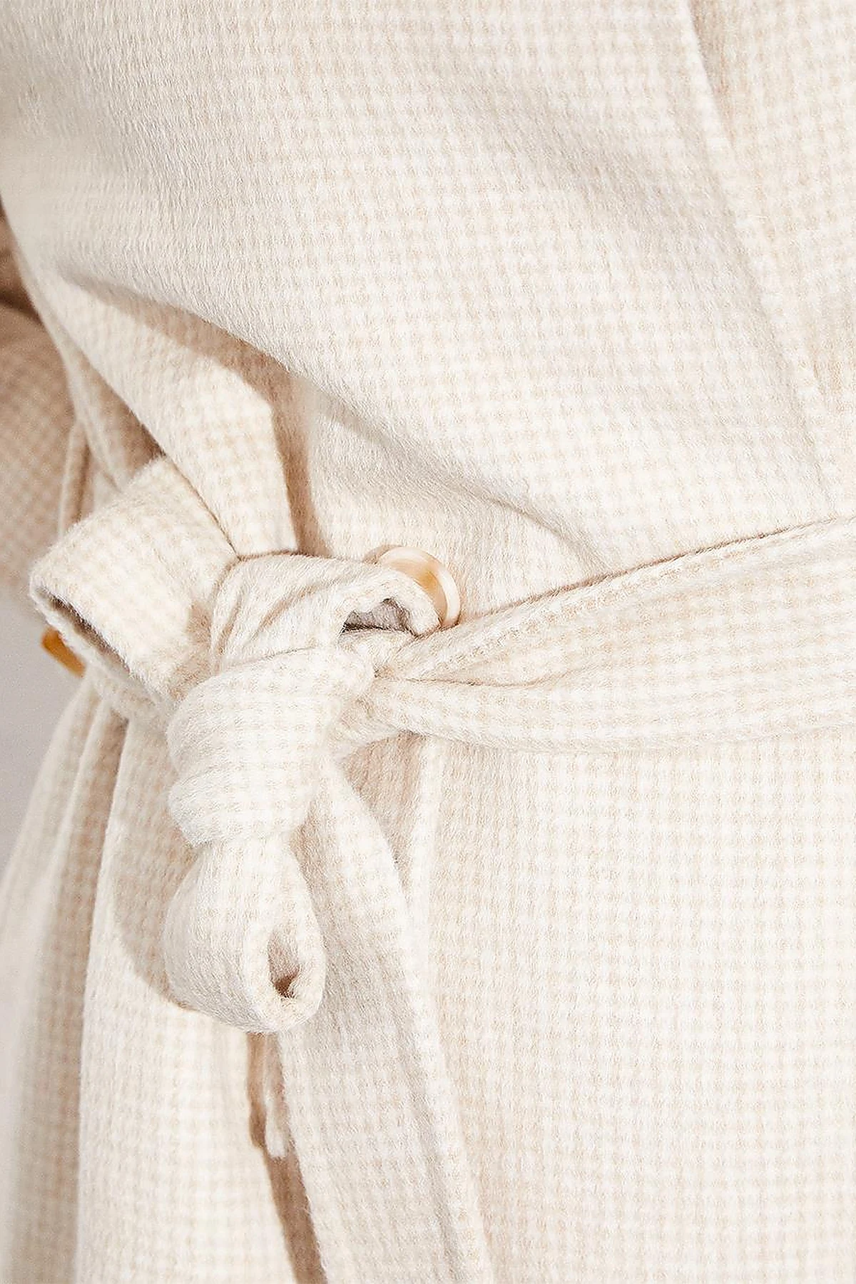 Premium High Collar Double Breasted Belted Stash Coat Cream
