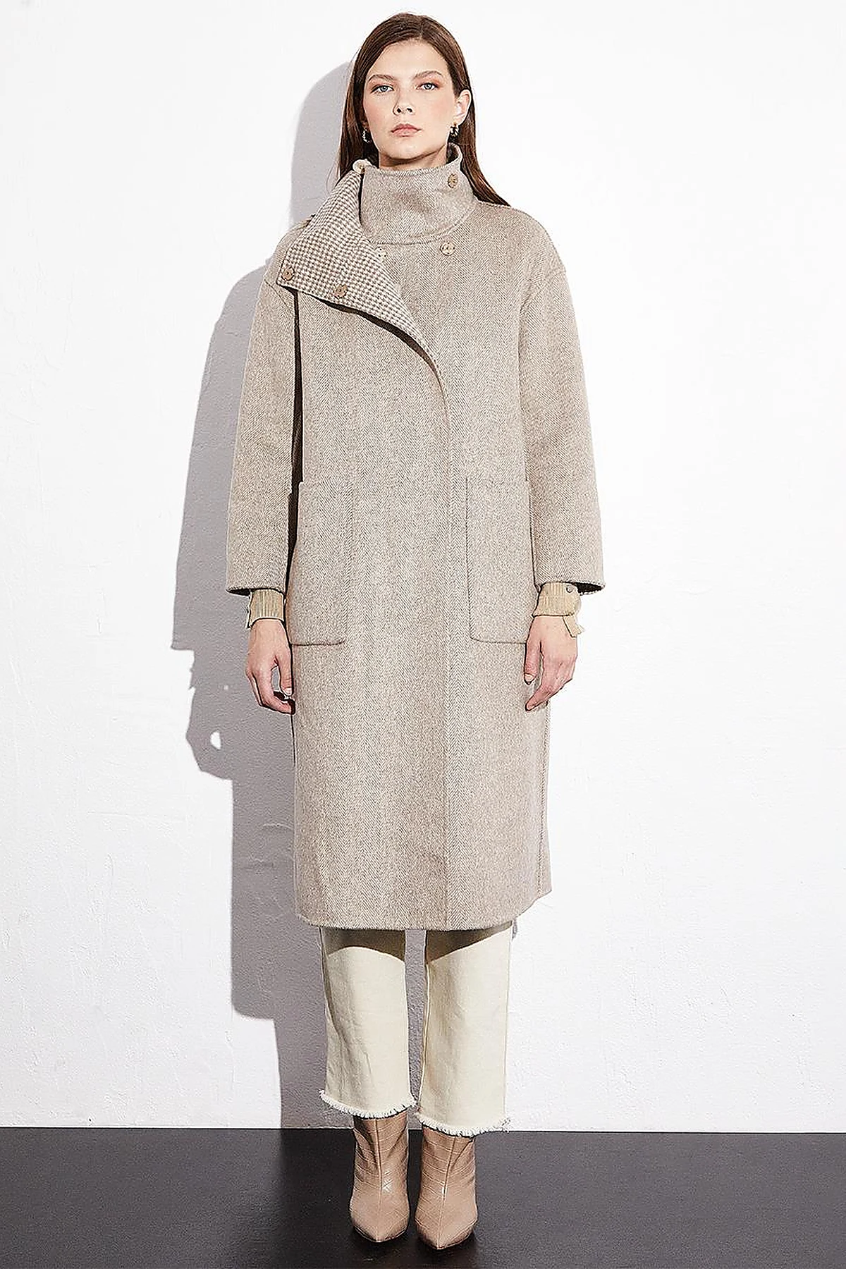Premium Wool Reversible Coat Stone