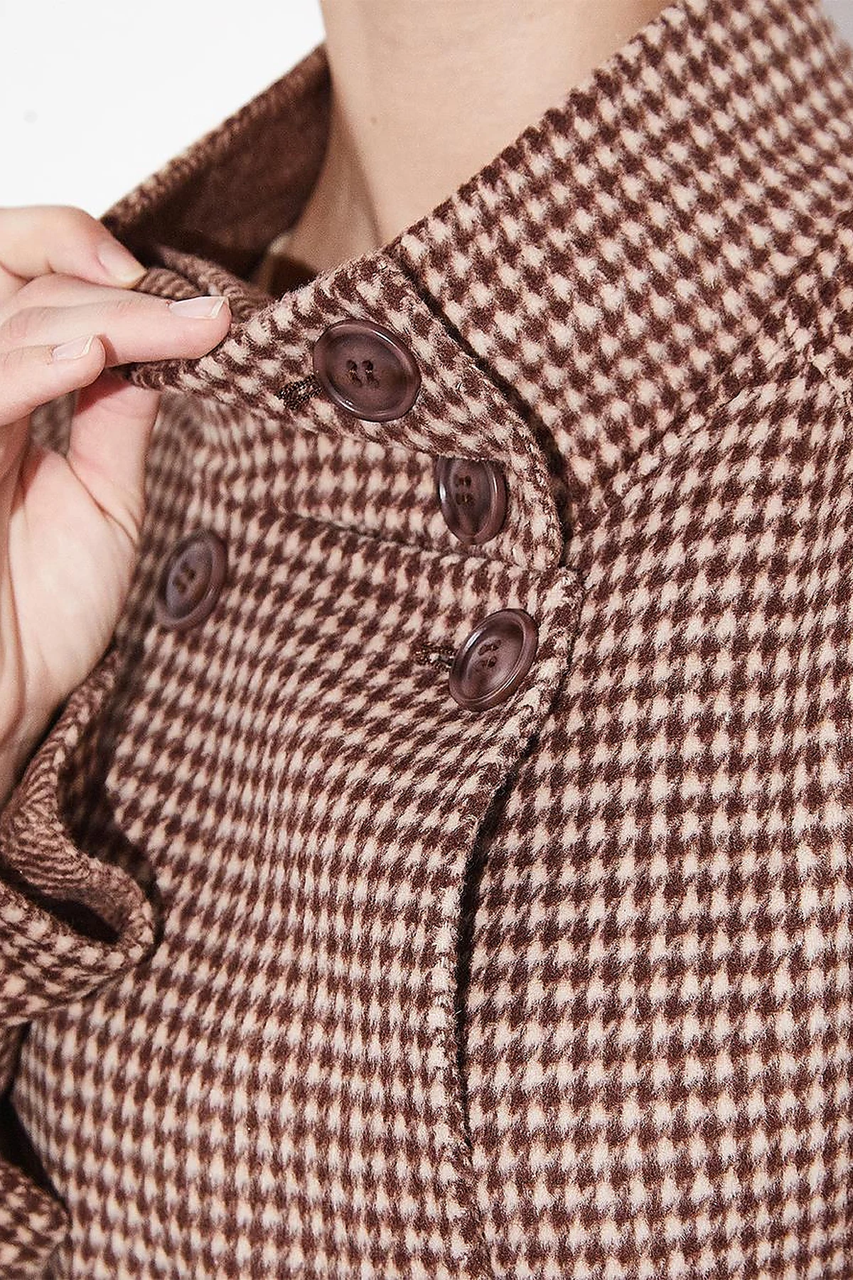 Premium Wool Stand Collar Belted Coat Chestnut