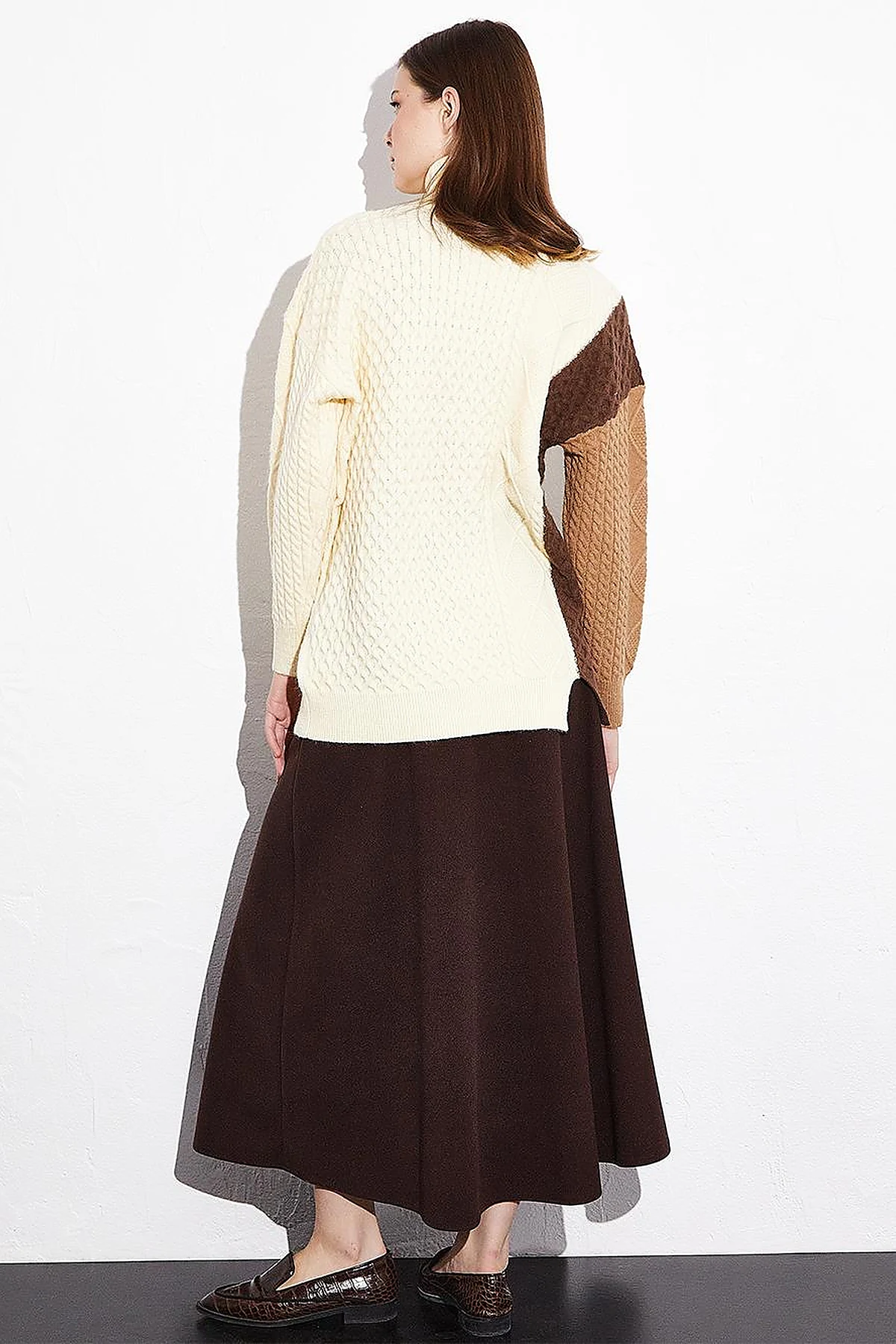 Exclusive Knit Design Colorful Knit Tunic Camel