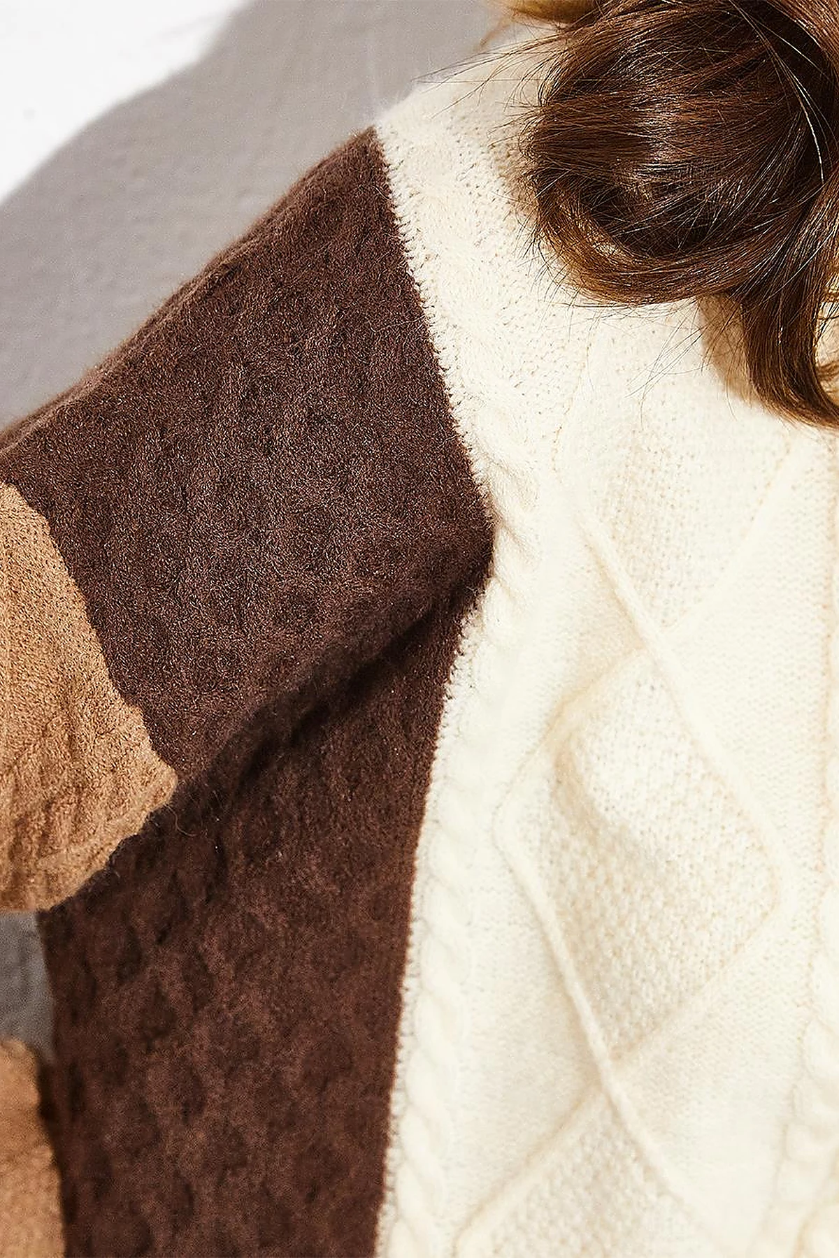 Exclusive Knit Design Colorful Knit Tunic Camel