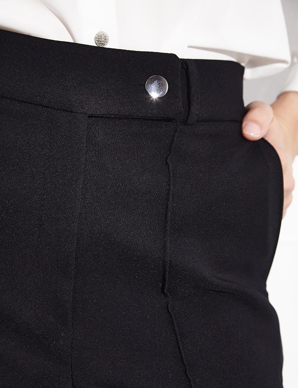 Ironed Wide Leg Trousers Black