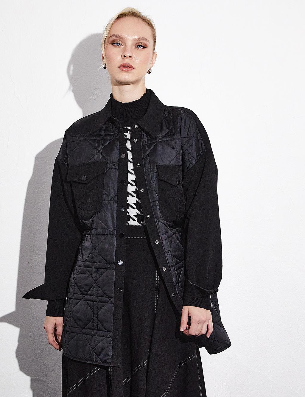 Texture Patterned Garnish Jacket Black