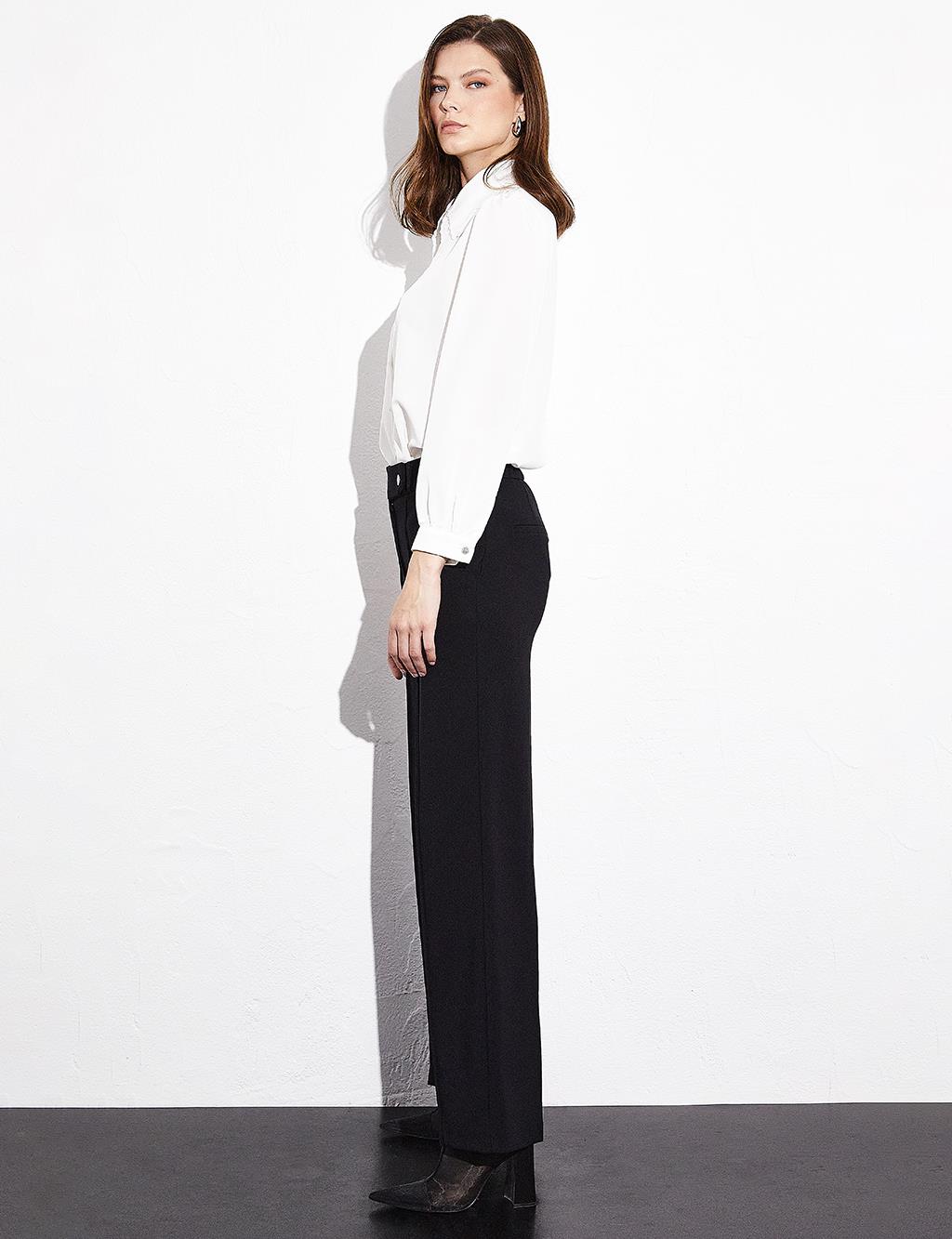 Ironed Wide Leg Trousers Black