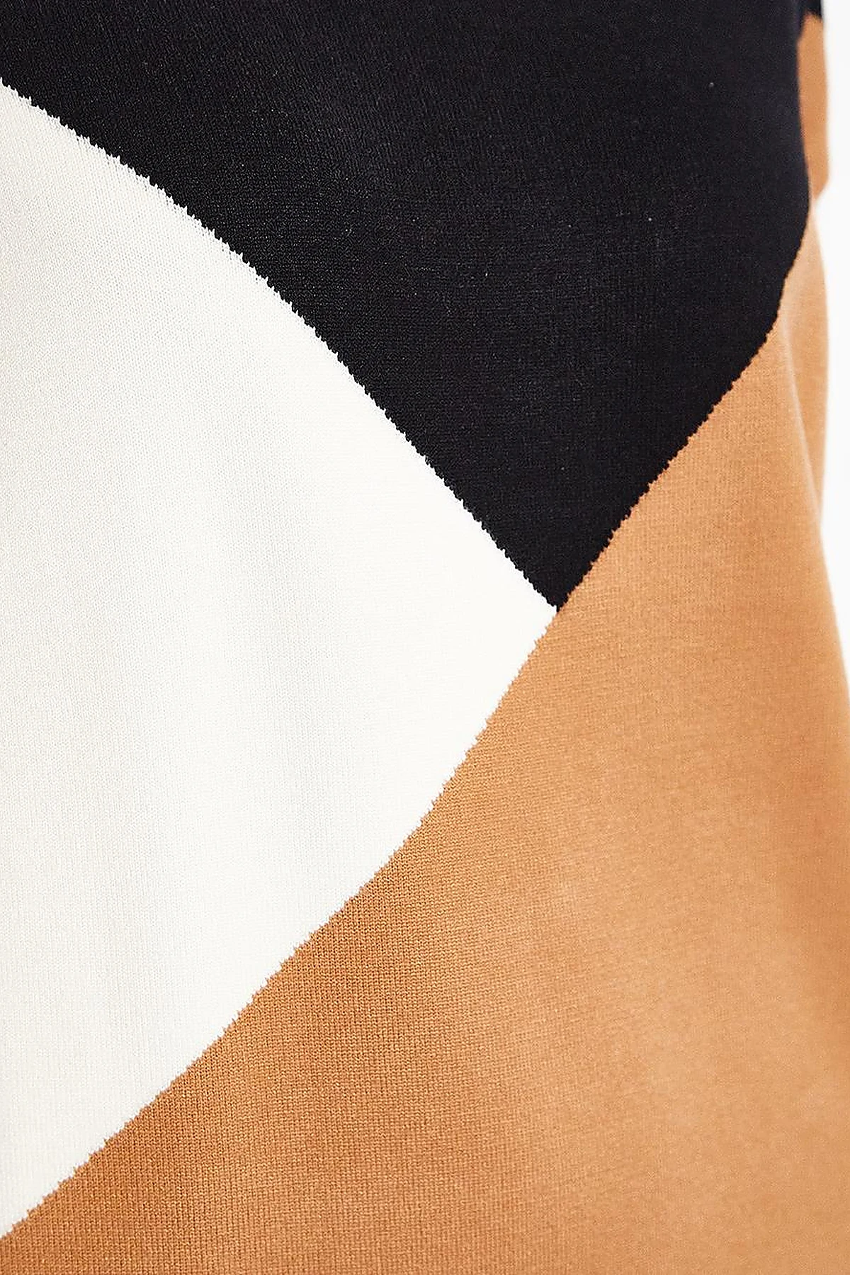 Exclusive Fisherman's Collar Colorful Knit Dress Beige