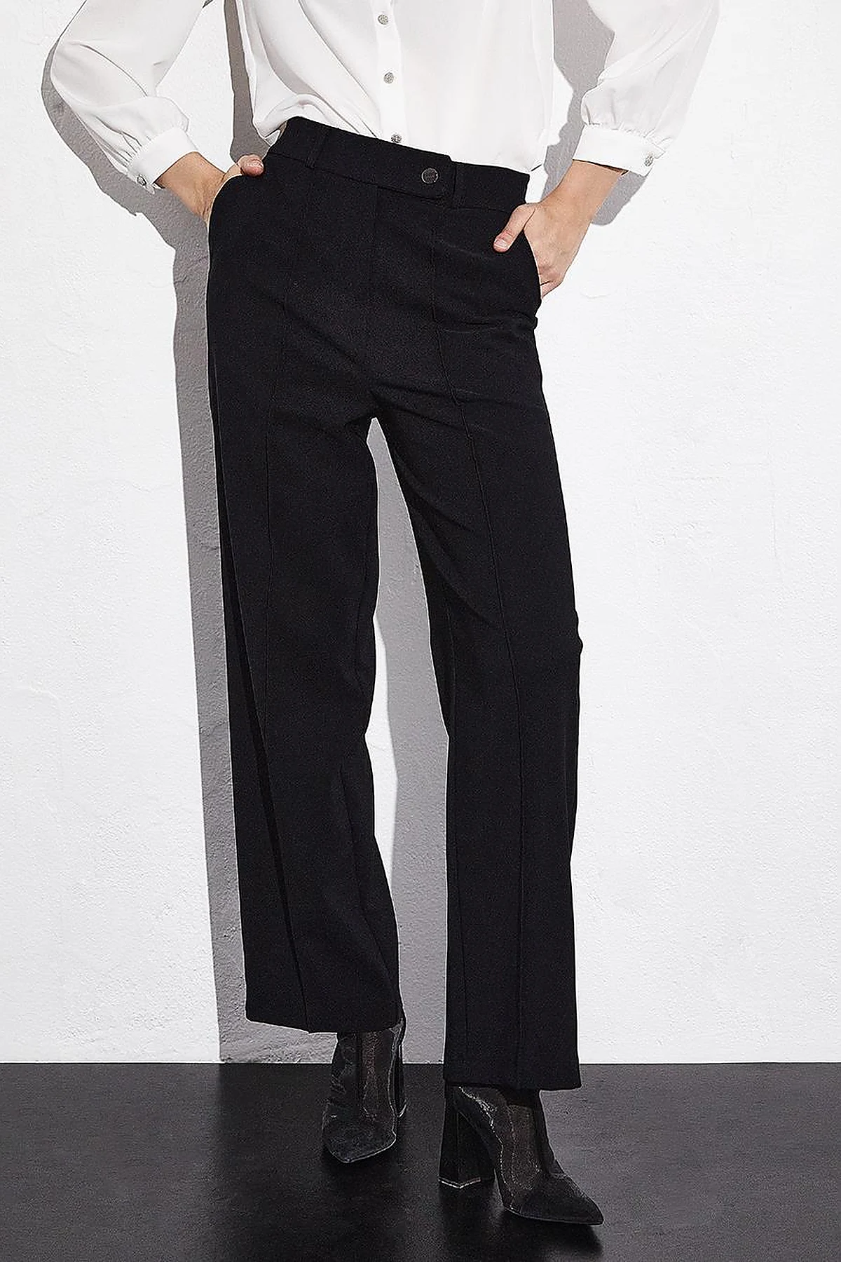 Ironed Wide Leg Trousers Black