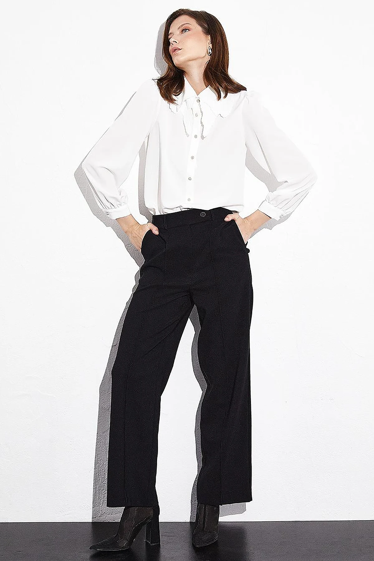 Ironed Wide Leg Trousers Black