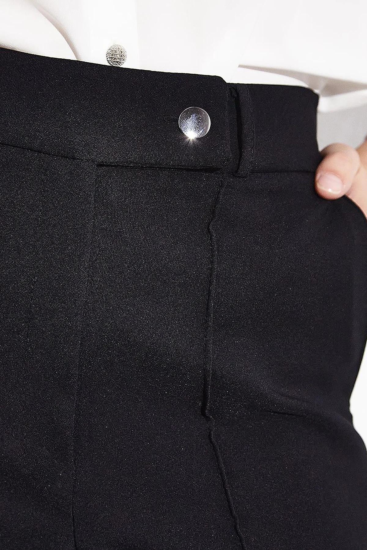 Ironed Wide Leg Trousers Black