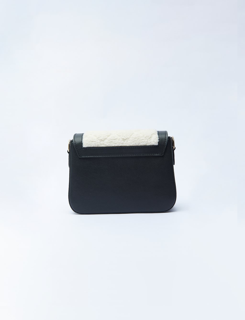 Houndstooth Patterned Square Form Bag Cream Black