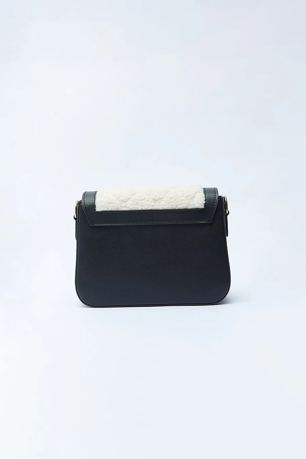 Houndstooth Patterned Square Form Bag Cream Black