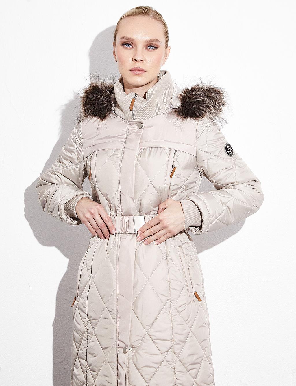 Diamond Quilted Puffer Jacket Clay