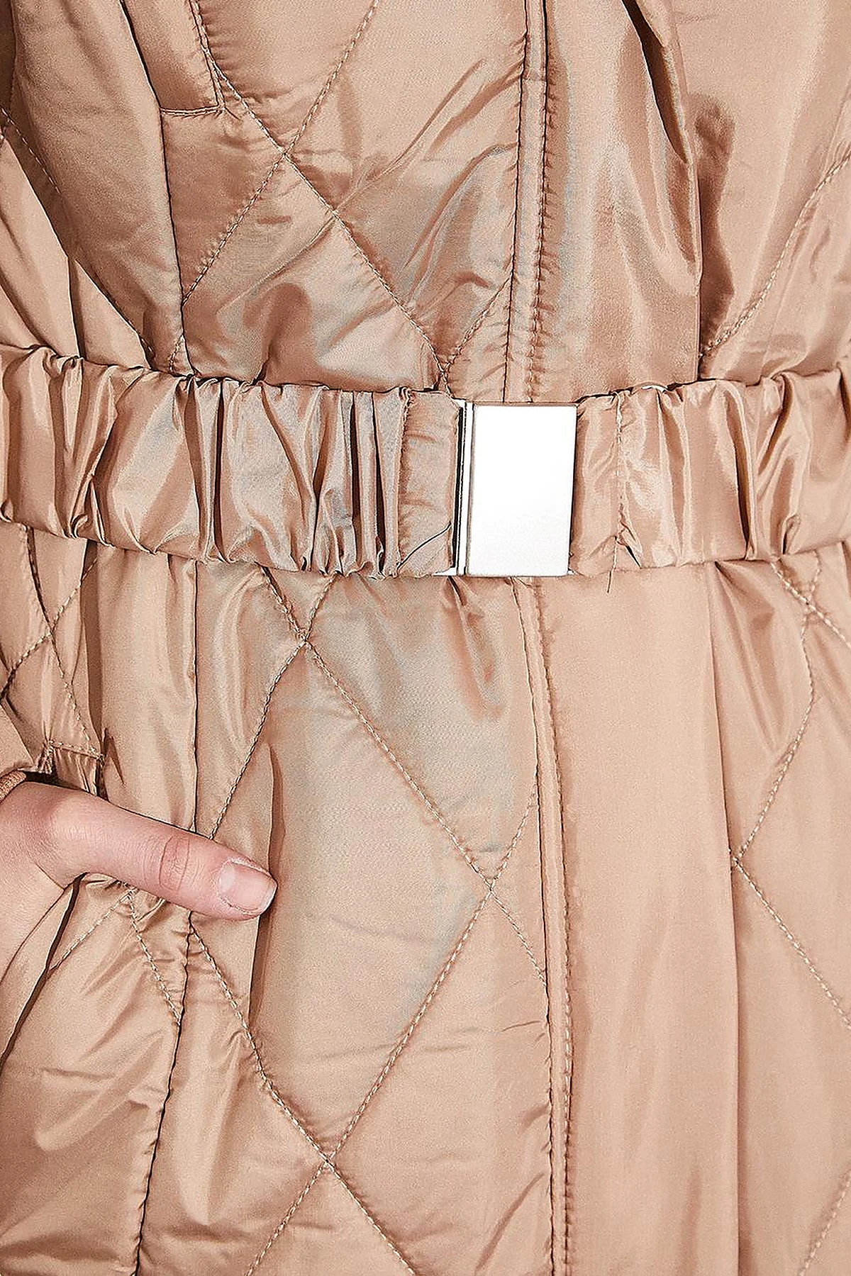 Diamond Quilted Puffer Coat Powder