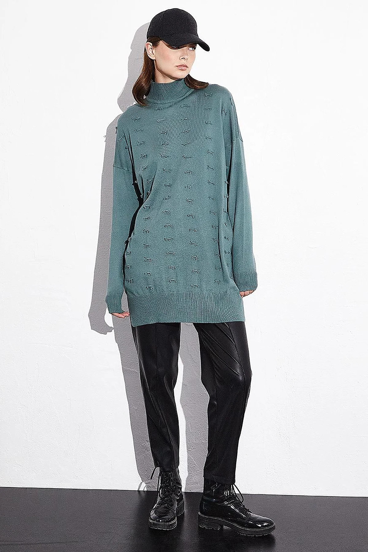 Decorative Tassel Knitwear Tunic Mold Green