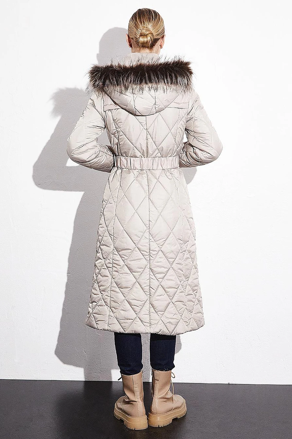 Diamond Quilted Puffer Coat Clay