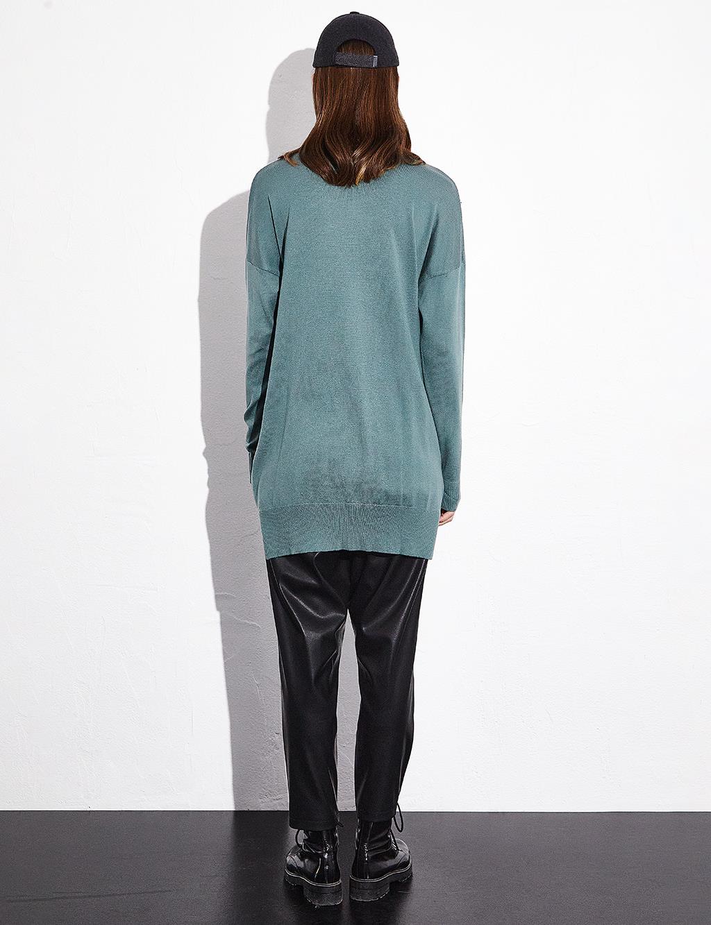 Decorative Tassel Knitwear Tunic Mold Green