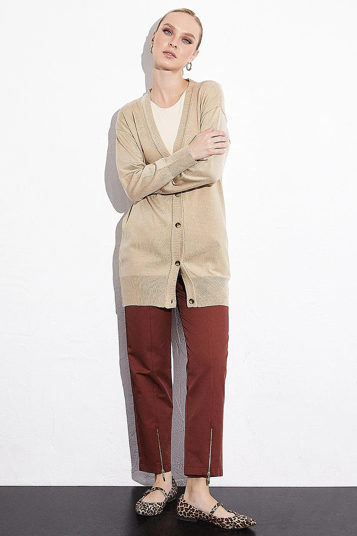Basic Knitwear Cardigan Stone