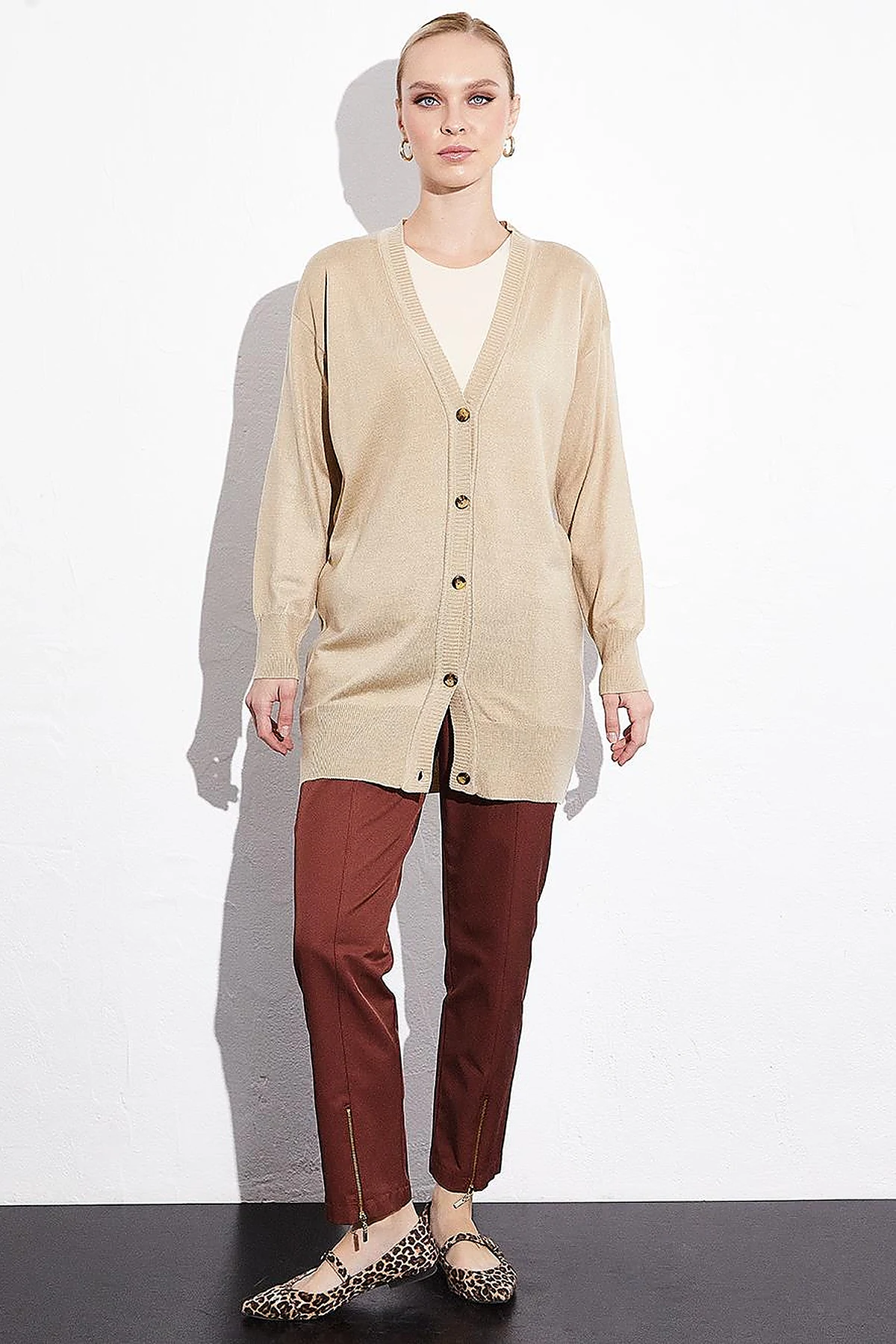 Basic Knitwear Cardigan Stone