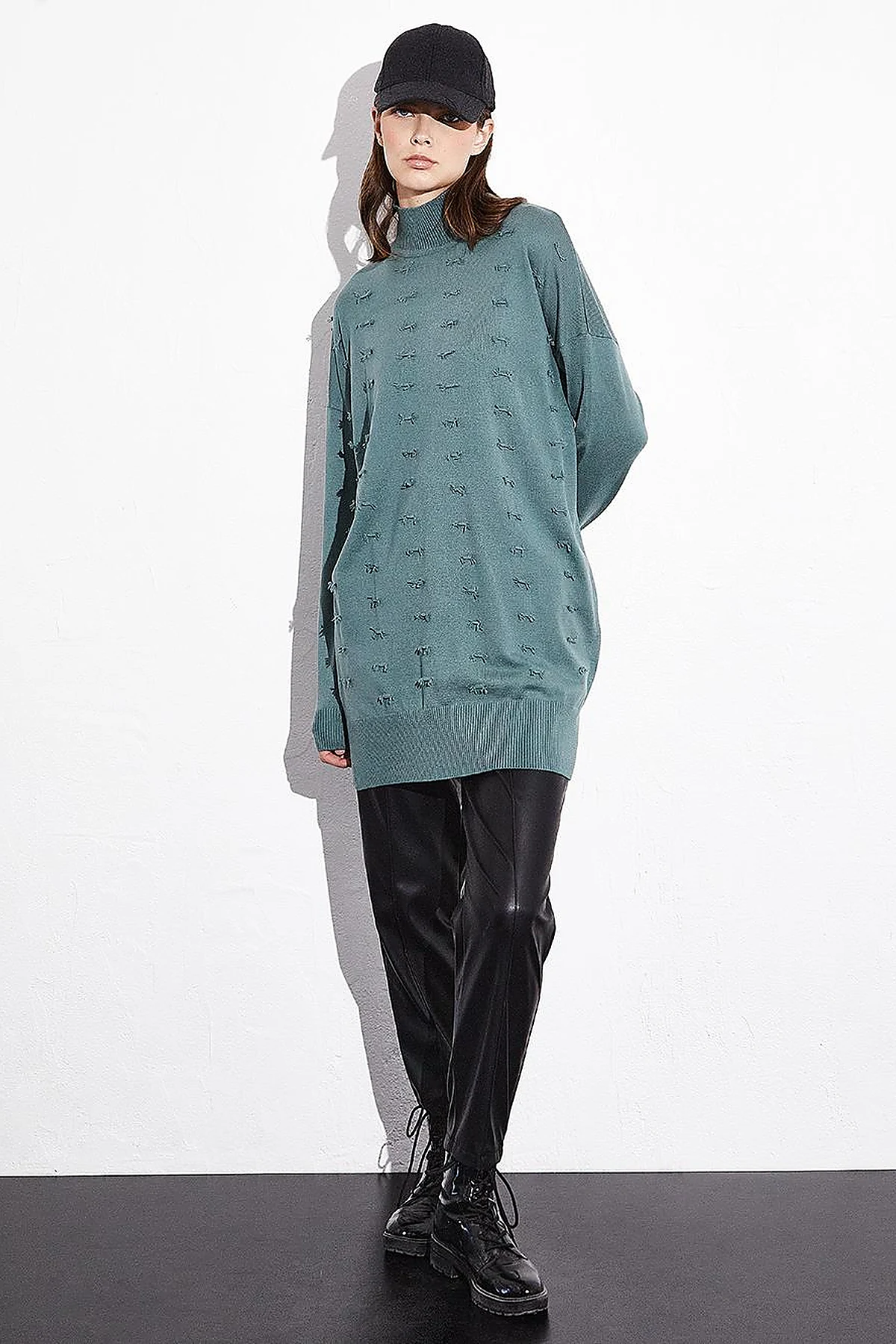 Decorative Tassel Knitwear Tunic Mold Green