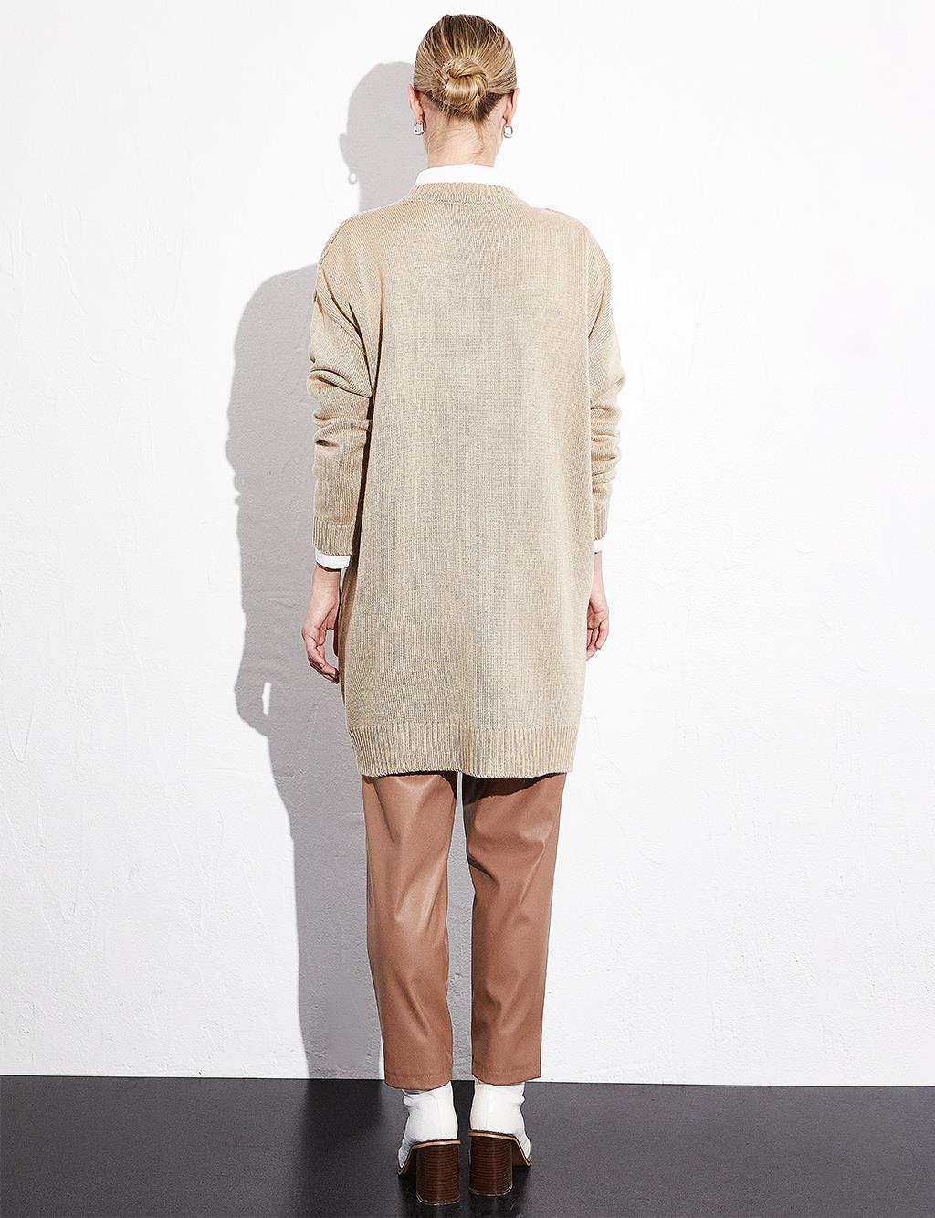 Sequined Knitwear Tunic Stone