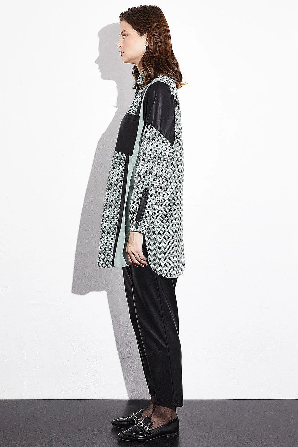 Garnished Goose Feet Pattern Tunic Ice Green