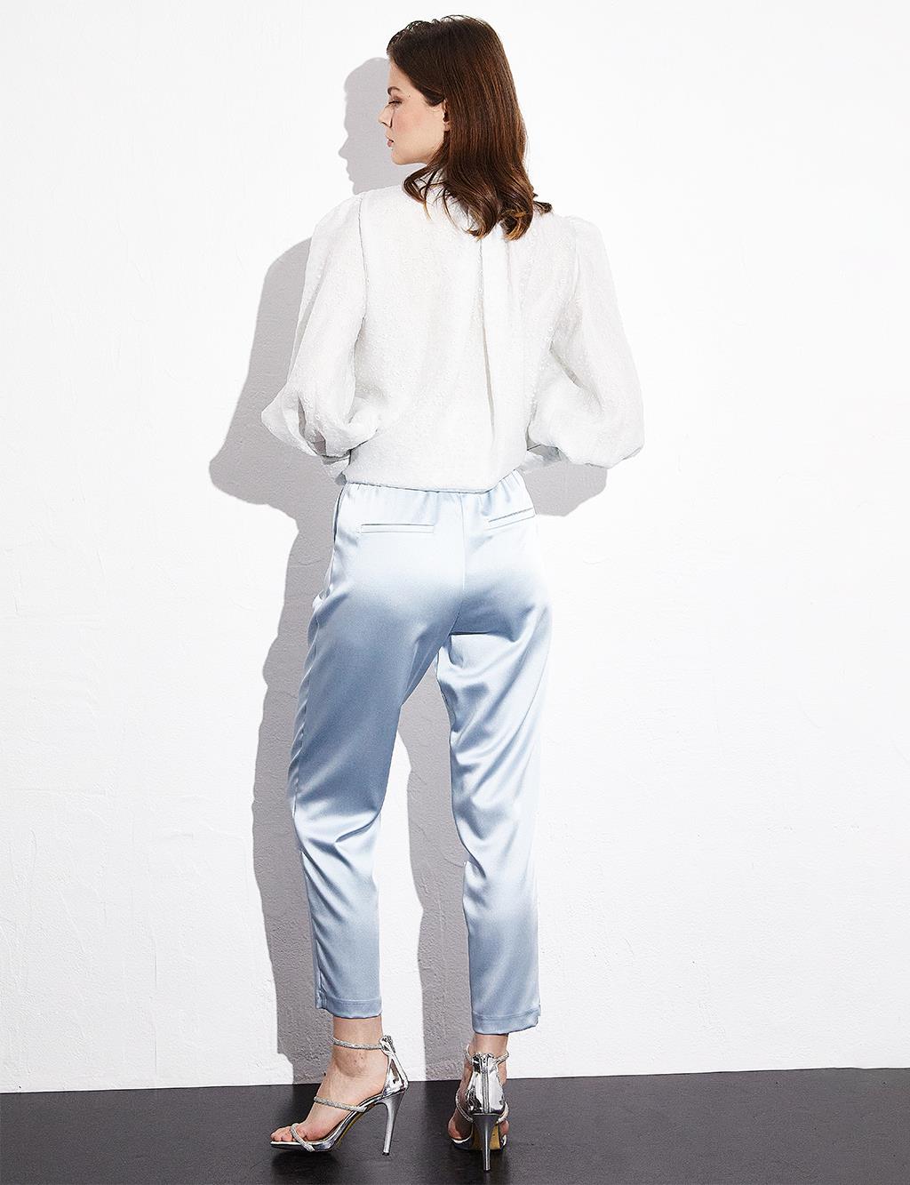 Pleated Carrot Trousers Blue