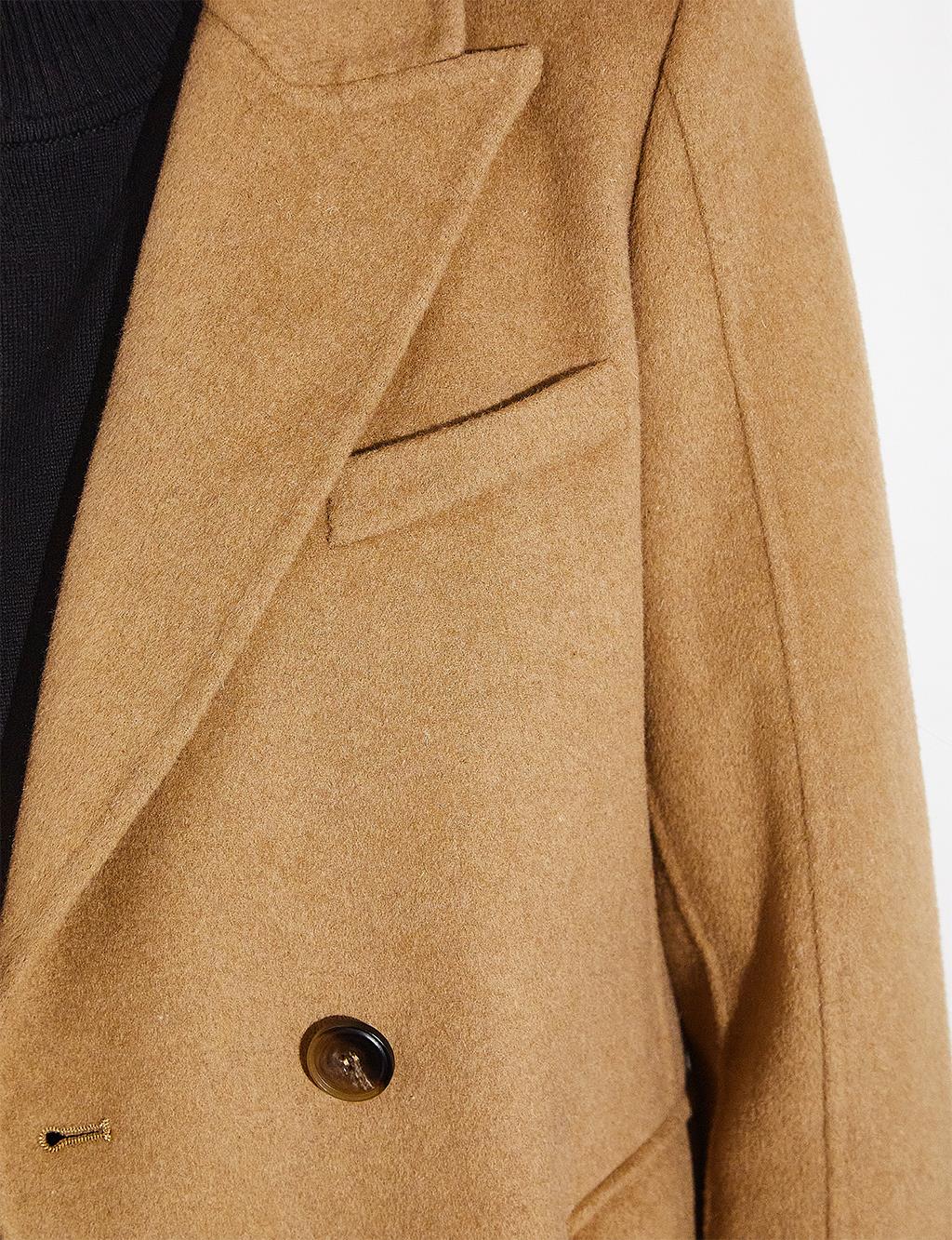 Premium Wool Double-Button Coat Camel