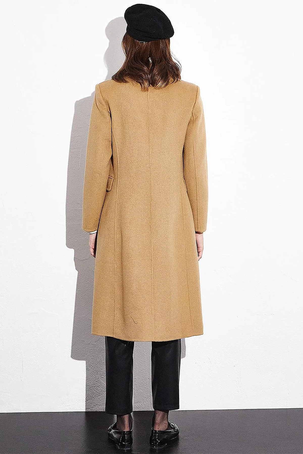 Premium Wool Double-Button Coat Camel