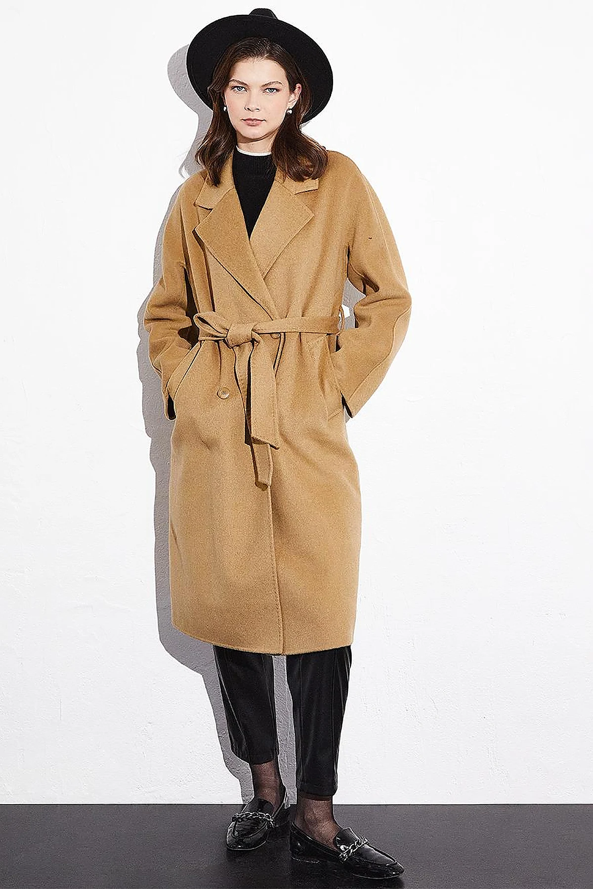 Premium Wool Stitching Detailed Coat Camel