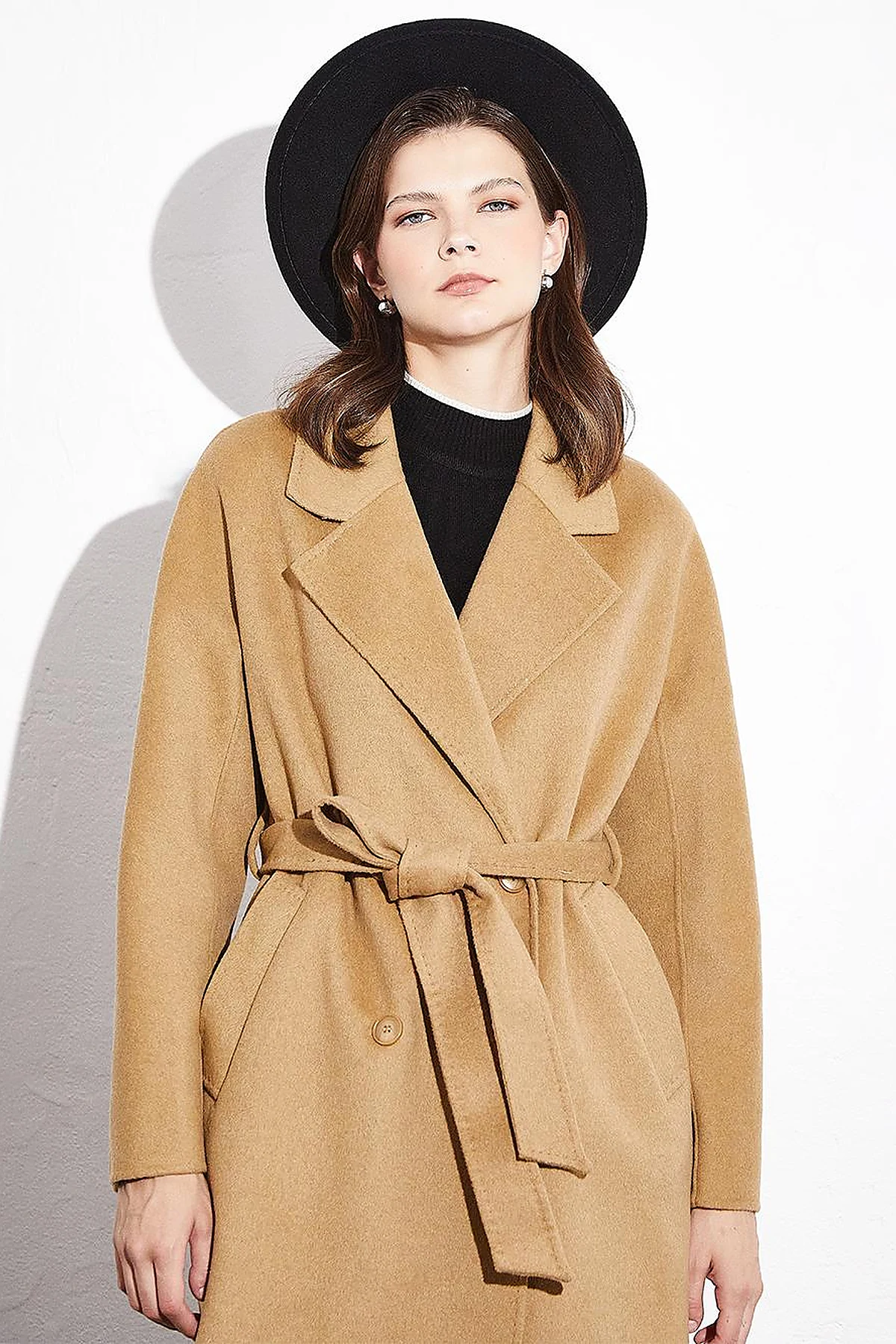 Premium Wool Stitching Detailed Coat Camel