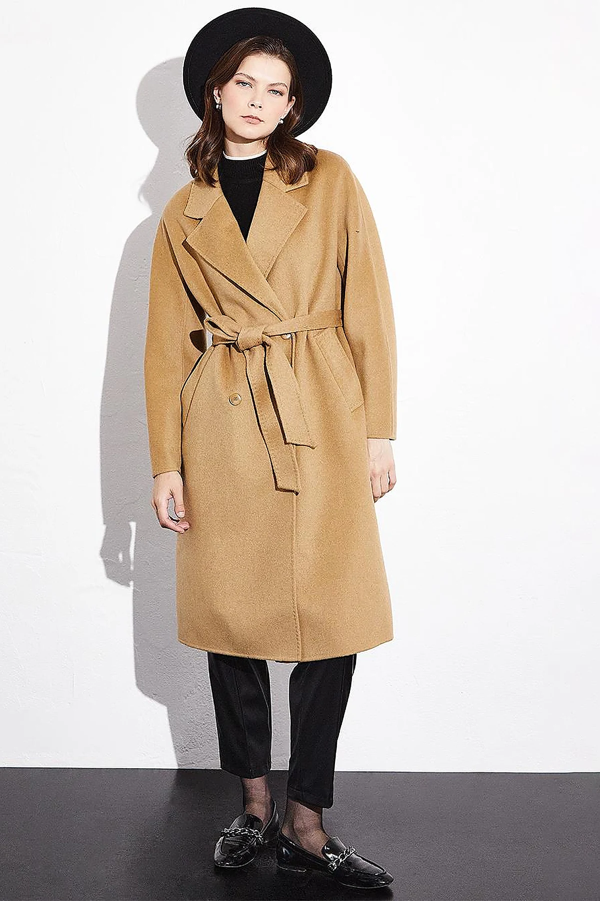 Premium Wool Stitching Detailed Coat Camel