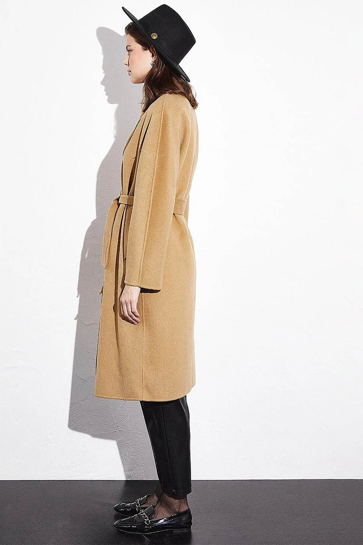 Premium Wool Stitching Detailed Coat Camel
