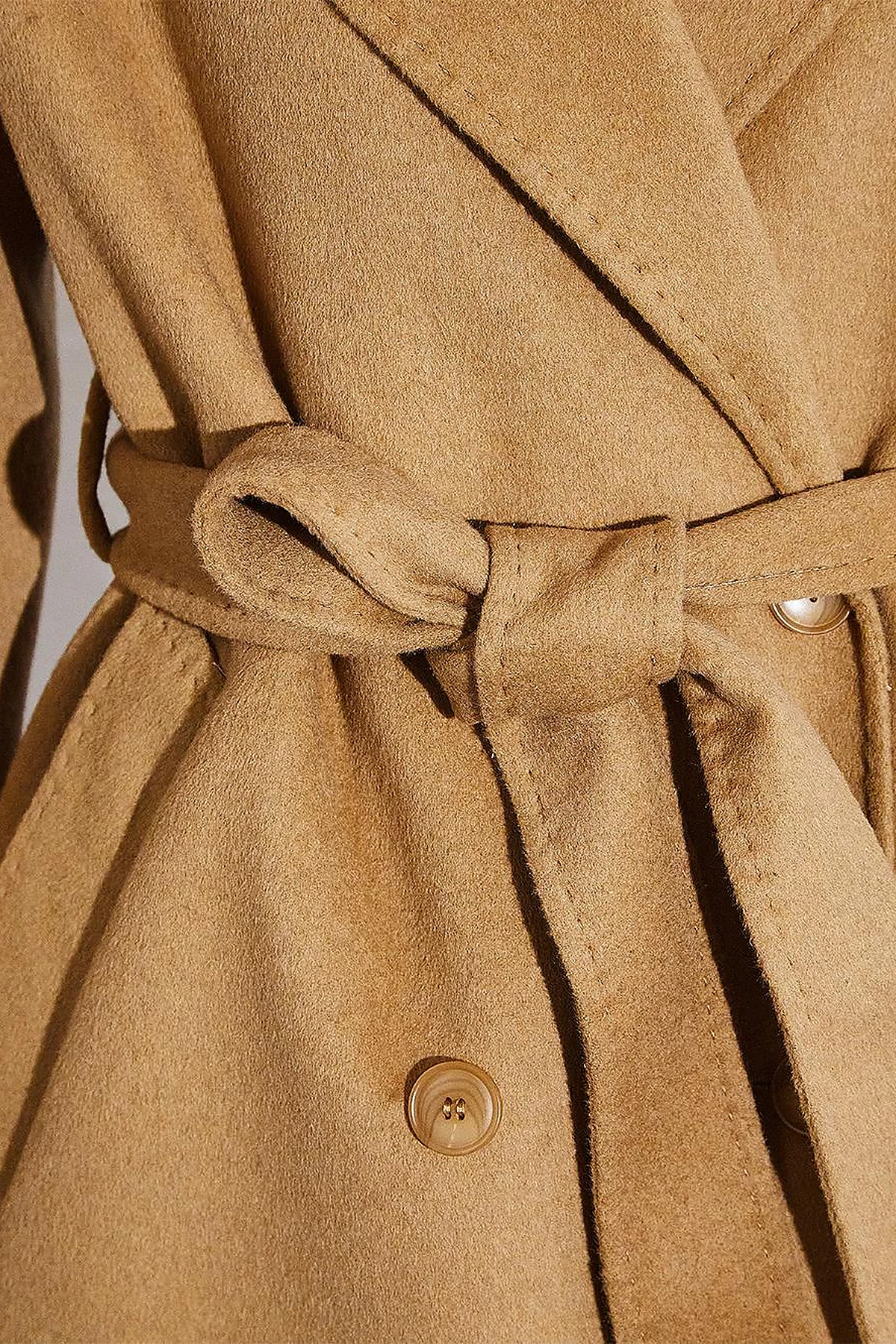 Premium Wool Stitching Detailed Coat Camel