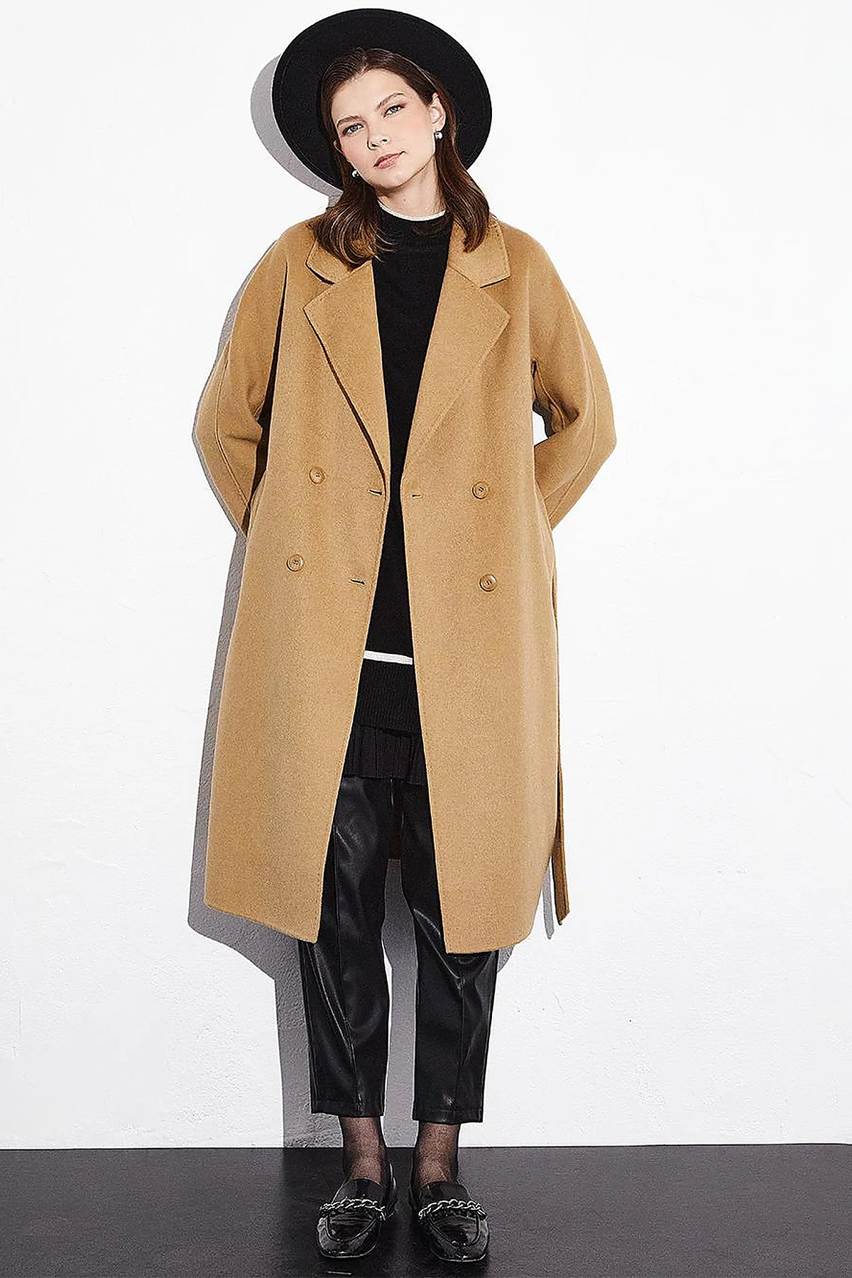 Premium Wool Stitching Detailed Coat Camel