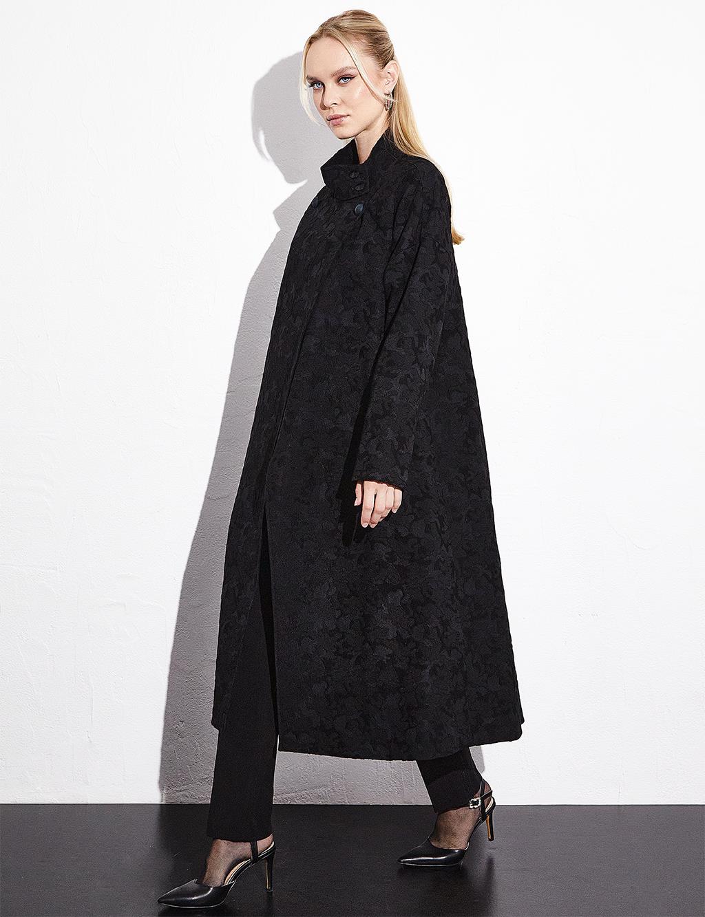 Textured Stand Collar Cap Black