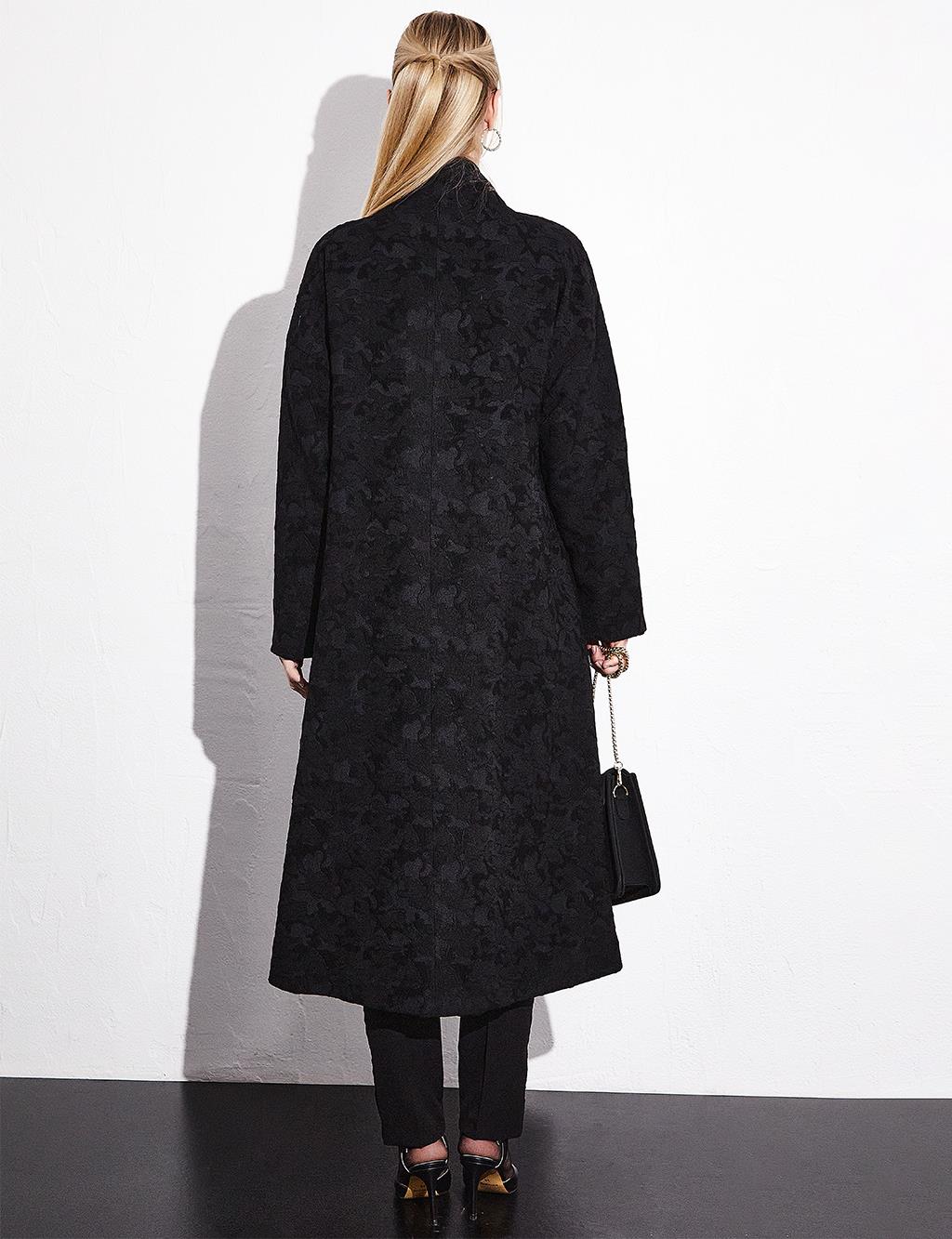 Textured Stand Collar Cap Black
