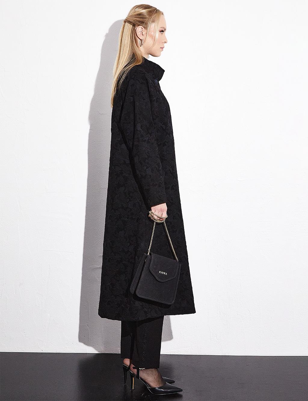 Textured Stand Collar Cap Black