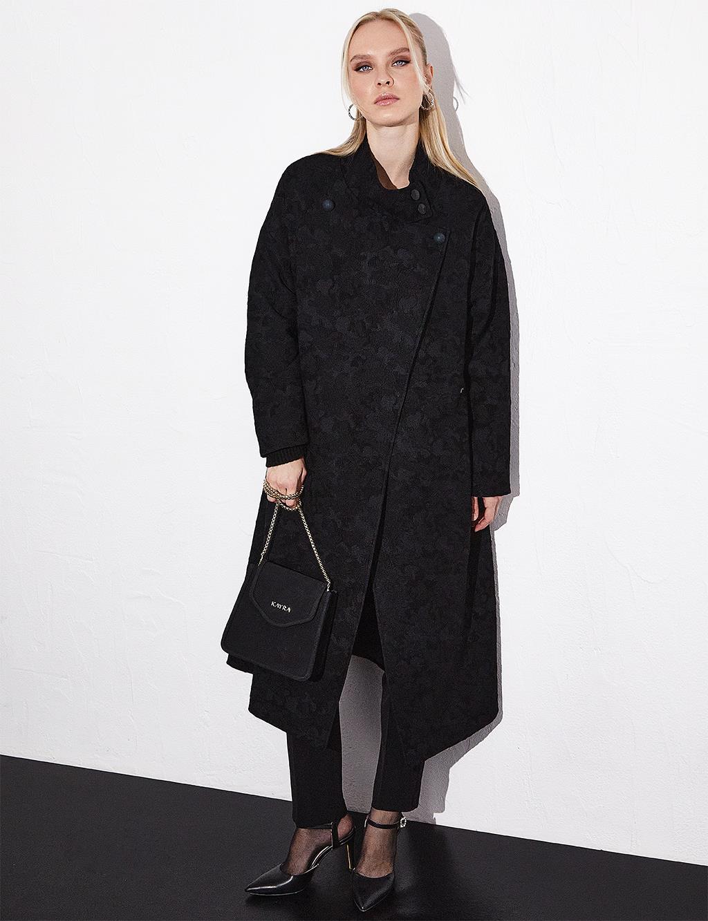 Textured Stand Collar Cap Black