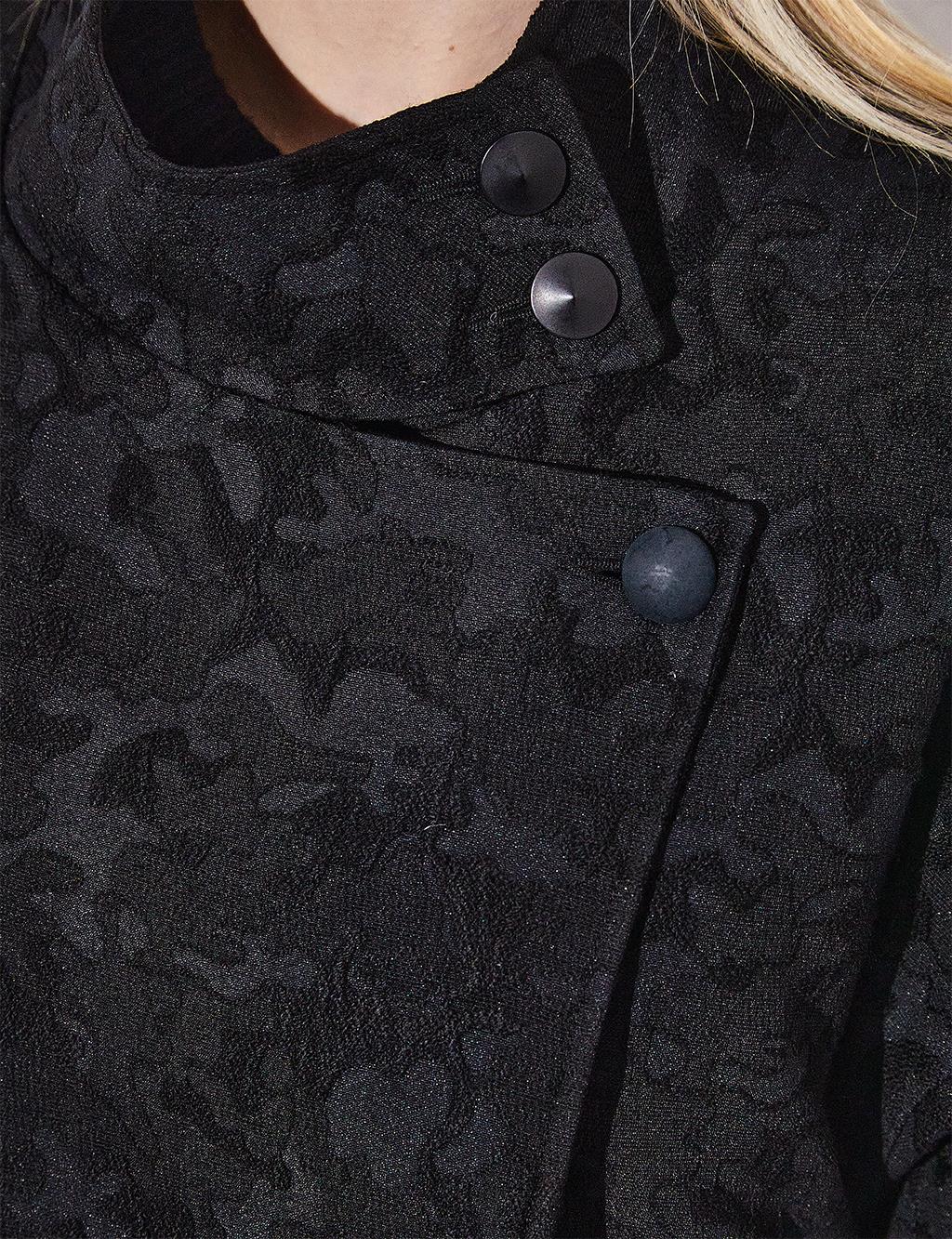 Textured Stand Collar Cap Black