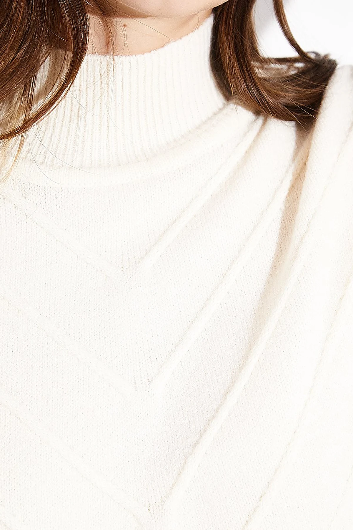 Exclusive Fisherman's Collar Textured Knit Tunic Cream
