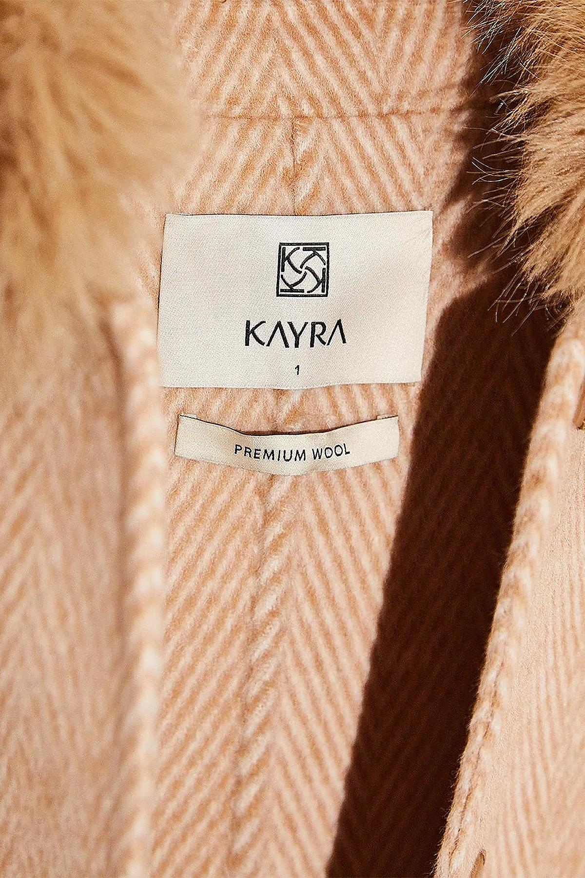 Premium Wool Striped Coat Light Camel