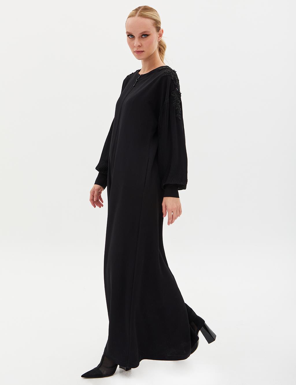 Stoned Thin Pleated Wear-Go Black