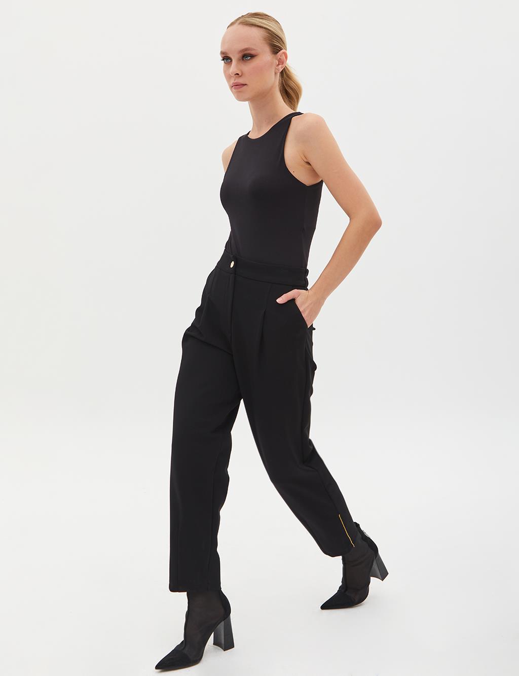 High Waist Ironed Trousers Black