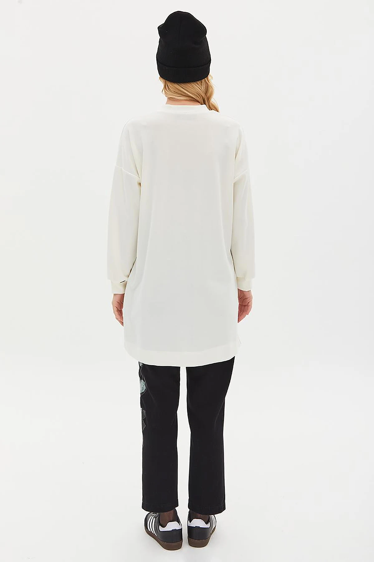 Slogan Embroidered Sweat Ecru
